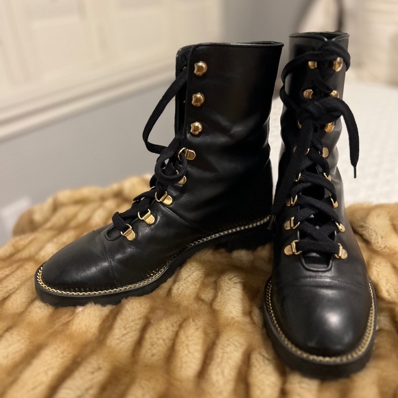 Stuart Weitzman Kolbie lace up black combat boots - Picture 9 of 9